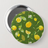 Waterverf Lemon & Leaves 5 Ronde Button 4,0 Cm (Voorkant /achterkant)