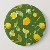 Waterverf Lemon & Leaves 5 Ronde Button 4,0 Cm (Voorkant)