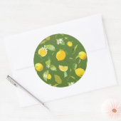 Waterverf Lemon & Leaves 5 Ronde Sticker (Envelop)