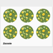 Waterverf Lemon & Leaves 5 Ronde Sticker (Vel)