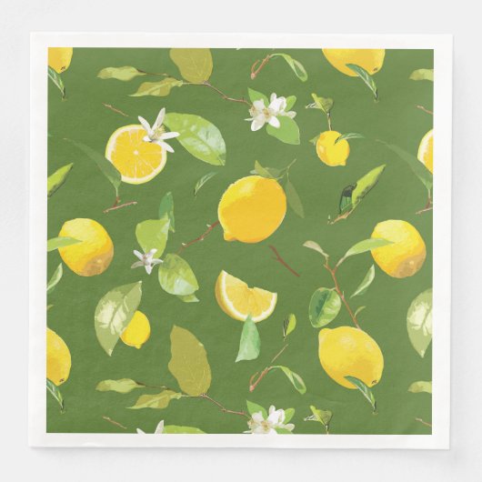 Waterverf Lemon & Leaves 5 Servet (Voorkant)