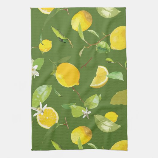 Waterverf Lemon & Leaves 5 Theedoek (Verticaal)