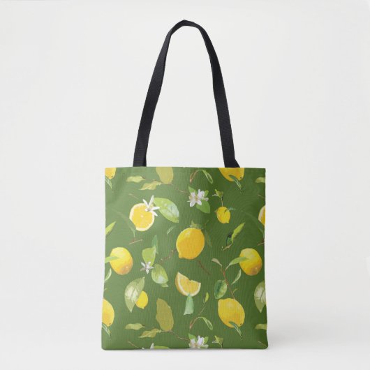 Waterverf Lemon & Leaves 5 Tote Bag (Voorkant)