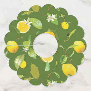Waterverf Lemon & Leaves 5 Wijnglaslabel