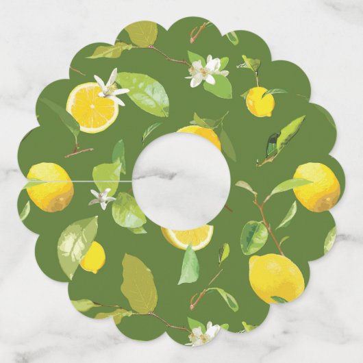 Waterverf Lemon & Leaves 5 Wijnglaslabel (Voorkant)