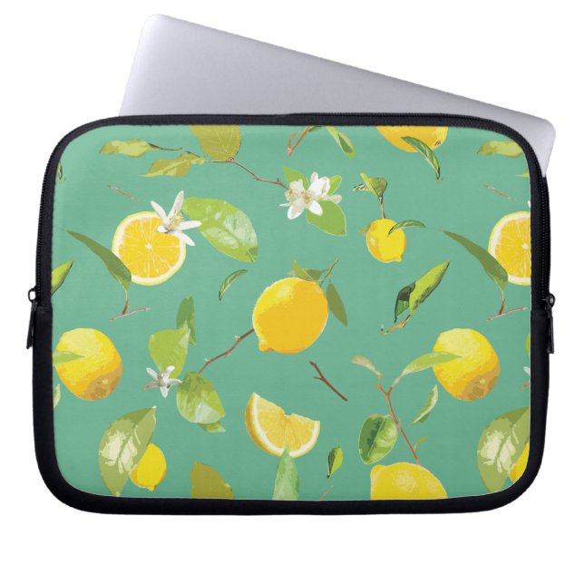 Waterverf Lemon & Leaves 8 Laptop Sleeve (Voorkant)