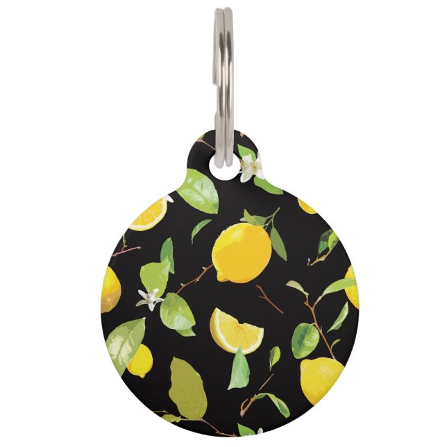 Waterverf Lemon & Leaves Huisdierpenning (Voorkant)