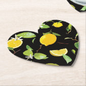 Waterverf Lemon & Leaves Kartonnen Onderzetters (Gekanteld)