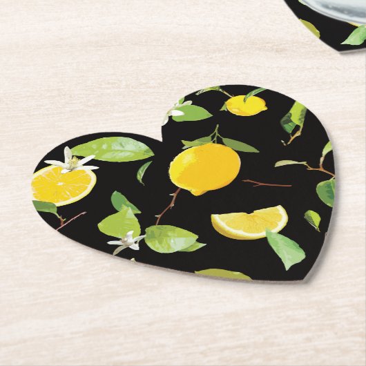 Waterverf Lemon & Leaves Kartonnen Onderzetters (Gekanteld)