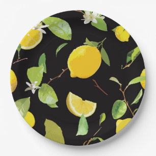 Waterverf Lemon & Leaves Papieren Bordje