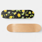 Waterverf Lemon & Leaves Persoonlijk Skateboard (Horizontaal)