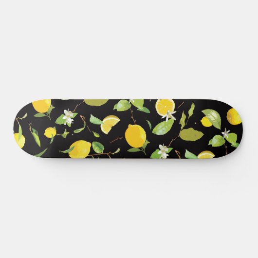 Waterverf Lemon & Leaves Persoonlijk Skateboard (Horizontaal)