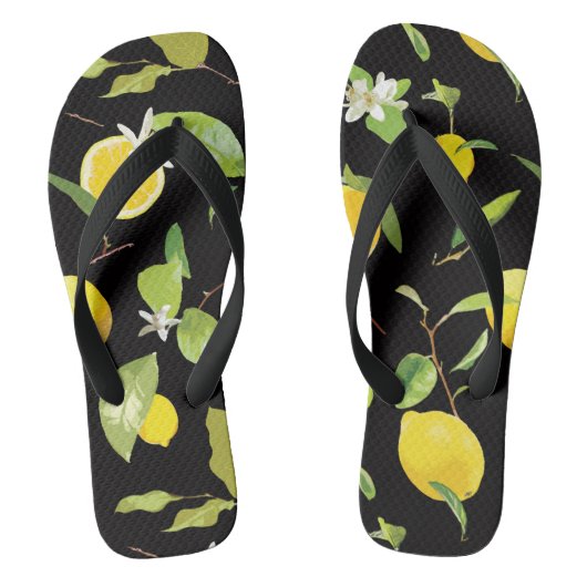 Waterverf Lemon & Leaves Teenslippers (Voetbed)