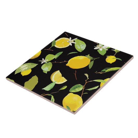 Waterverf Lemon & Leaves Tegeltje (Zijkant)