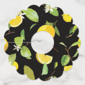 Waterverf Lemon & Leaves Wijnglaslabel (Voorkant)