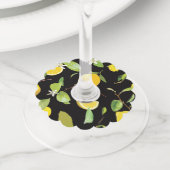 Waterverf Lemon & Leaves Wijnglaslabel (Dichtbij)