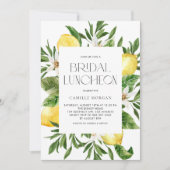 Waterverf Lemon Lijst Botanische Bridal Luncheon Kaart (Voorkant)