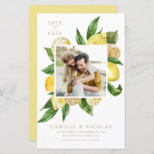 Waterverf Lemon Lijst Foto Opslaan van de datum (Voorkant / Achterkant)