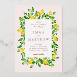 Waterverf Lemon Lijst in beige Achtergrond Folie Uitnodiging