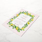 Waterverf Lemon Lijst in beige Achtergrond Folie Uitnodiging (Gedraaid)