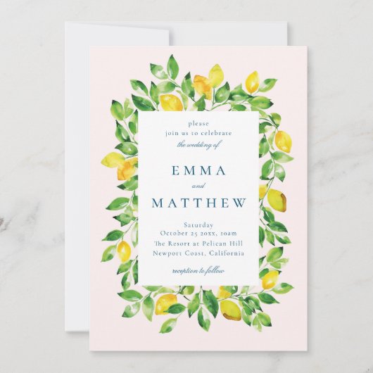 Waterverf Lemon Lijst in beige Achtergrond Kaart (Voorkant)