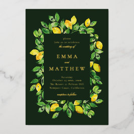 Waterverf Lemon Lijst in donkere achtergrond Folie Uitnodiging