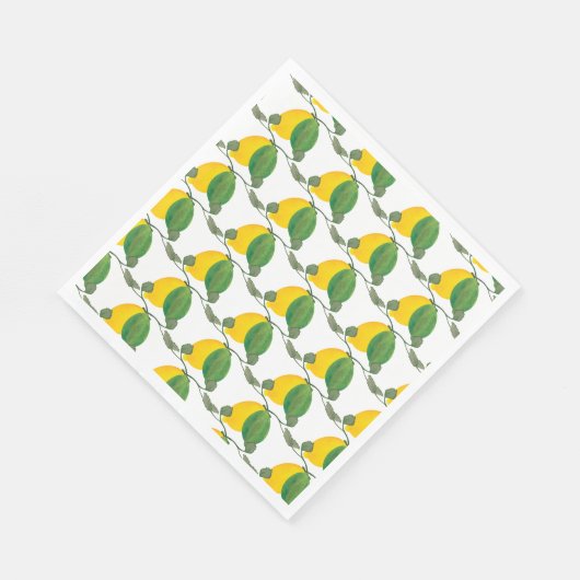 Waterverf Lemon Limes Hand Painted Pattered Servet (Hoek)