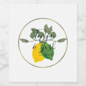 Waterverf Lemon Limoen Limoncello Faux Gold Weddin Wijn Etiket (Enkel label)