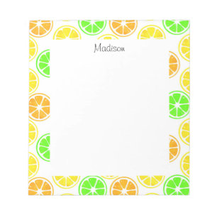 Waterverf Lemon Limoen Oranje Segment Patroon Notitieblok