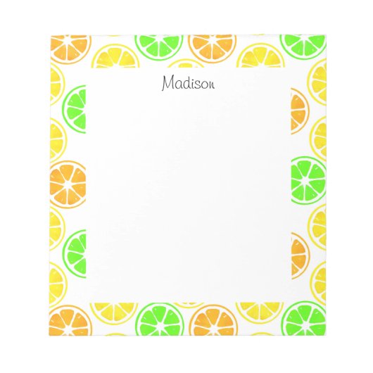 Waterverf Lemon Limoen Oranje Segment Patroon Notitieblok (Voorkant)