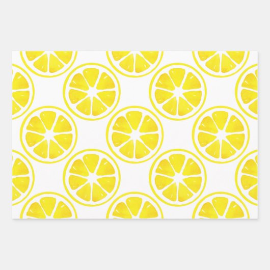 Waterverf Lemon Limoen Oranje Slice Pattern Inpakpapier Vel (Voorkant 3)