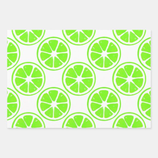Waterverf Lemon Limoen Oranje Slice Pattern Inpakpapier Vel (Voorkant 2)