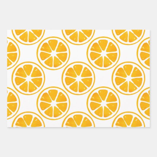 Waterverf Lemon Limoen Oranje Slice Pattern Inpakpapier Vel (Voorkant)