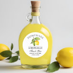 Waterverf Lemon Limoncello Bruiloft Bedankt Ronde Sticker<br><div class="desc">Elegante Waterverf citroen zelfgemaakte limoncello bruiloft dank u Stickers</div>