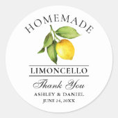 Waterverf Lemon Limoncello Bruiloft Bedankt Ronde Sticker (Voorkant)