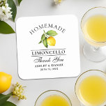 Waterverf Lemon Limoncello Bruiloft Kartonnen Onderzetters<br><div class="desc">Elegante Waterverf citroen groen zelfgemaakte limoncello bruiloft dank u Onderzetters</div>