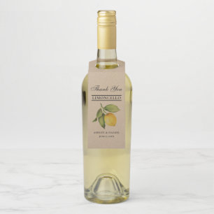 Waterverf Lemon Limoncello Bruiloft Kraft Flessenhanger