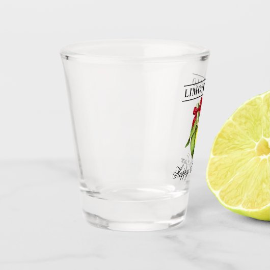 Waterverf Lemon Limoncello Gelukkig Nieuwjaar Shot Glas (Links)