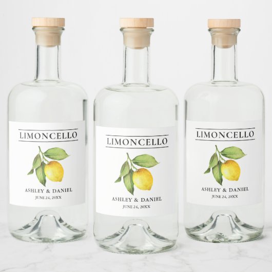 Waterverf Lemon Limoncello Likeurfles Etiket (Flessen)