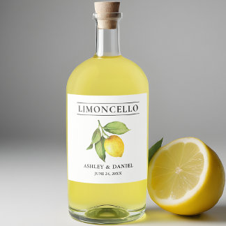Waterverf Lemon Limoncello Likeurfles Etiket