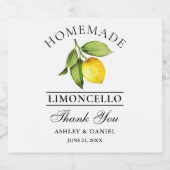 Waterverf Lemon Limoncello Liquor Flesetiketten Likeurfles Etiket (Enkel label)