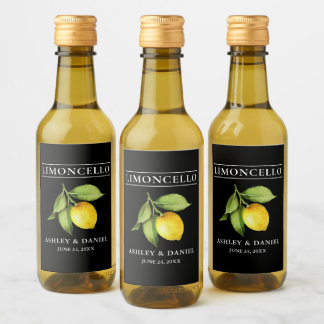 Waterverf Lemon Limoncello Mini Flesetiket Wijn Etiket