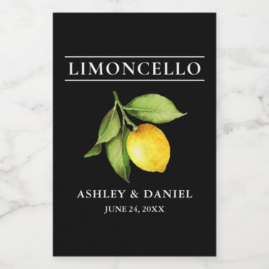 Waterverf Lemon Limoncello Mini Flesetiket Wijn Etiket (Enkel label)