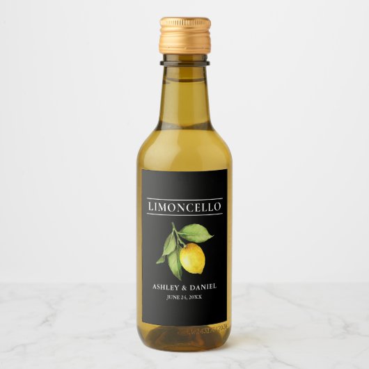 Waterverf Lemon Limoncello Mini Flesetiket Wijn Etiket (Voorkant)