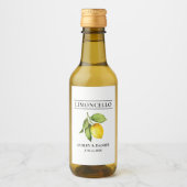 Waterverf Lemon Limoncello Mini flesetiketten Wijn Etiket (Voorkant)