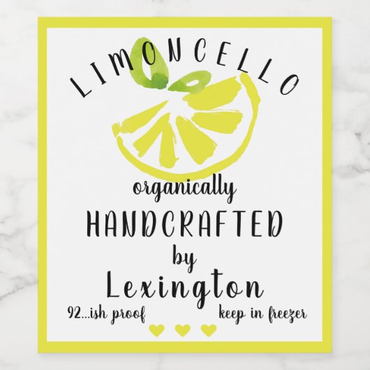 Waterverf Lemon Limoncello voor een grotere fles | Wijn Etiket (Enkel label)