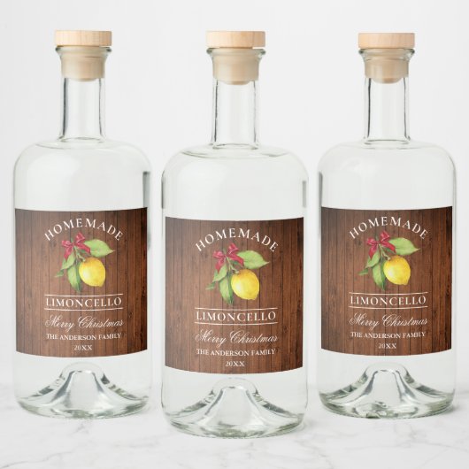 Waterverf Lemon Limoncello Wood Christmas Likeurfles Etiket (Flessen)
