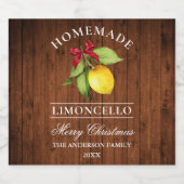 Waterverf Lemon Limoncello Wood Christmas Likeurfles Etiket (Enkel label)