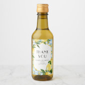 Waterverf Lemon Mediterrane Verjaardag Bedankt Wijn Etiket (Voorkant)