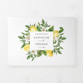 Waterverf Lemon Mediterranean Summer Wedding Drieluik Uitnodiging (Cover)
